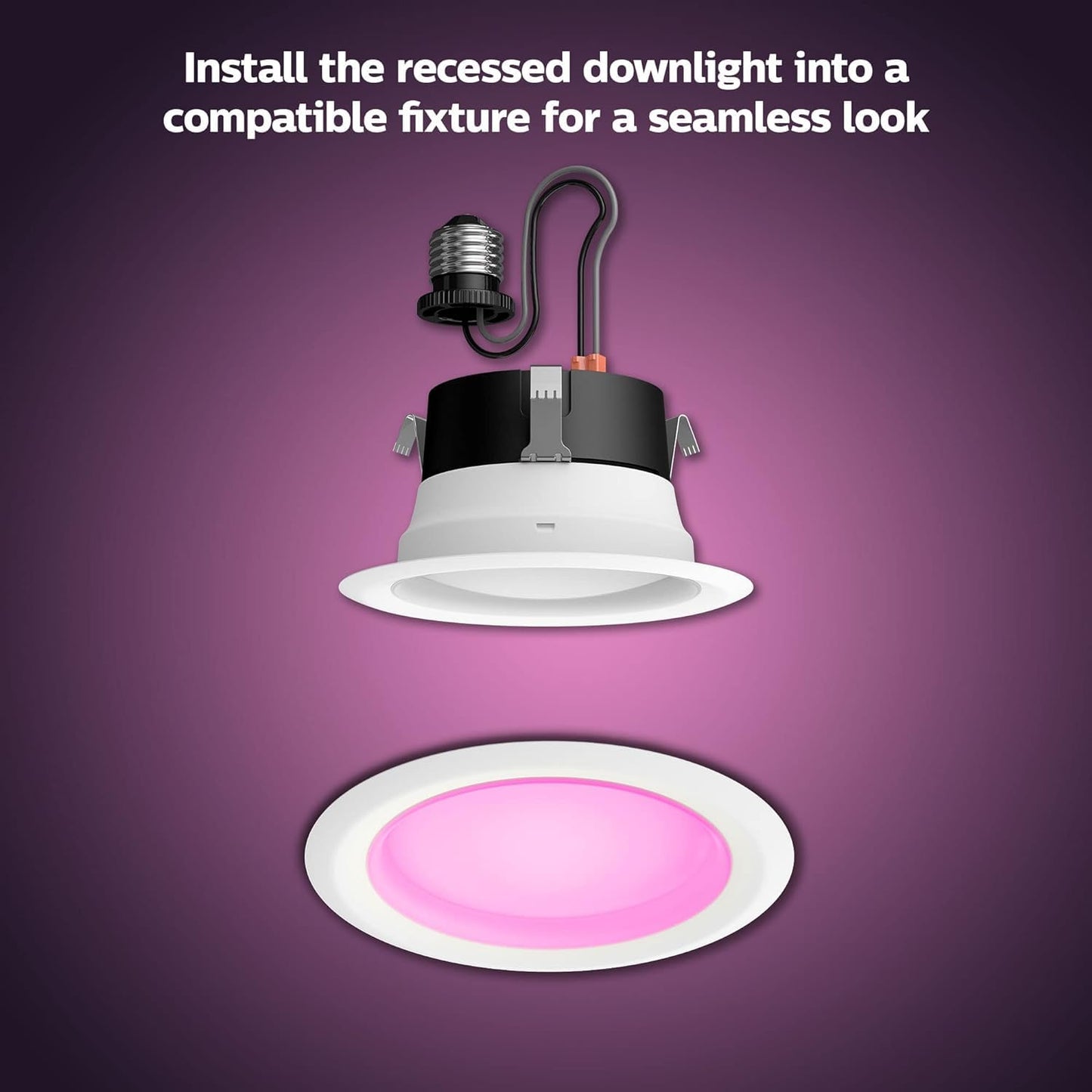 Philips Hue 4" smart recessed lighting 6-pack, color changing, 850 lm, Alexa/Google/HomeKit compatible