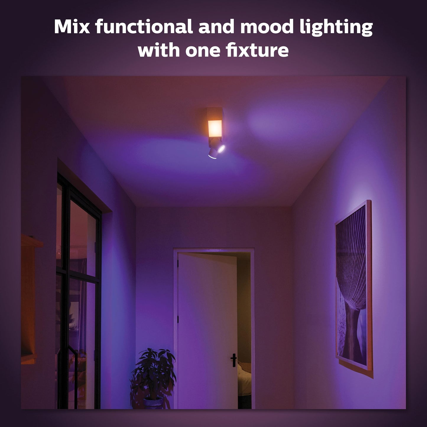 Philips Hue Centris smart ceiling light, color + adjustable spotlights, app + voice control