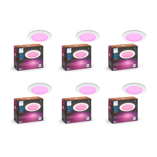 Philips Hue Smart Slim 6" recessed LED 6-pack, white + color, 1200LM
