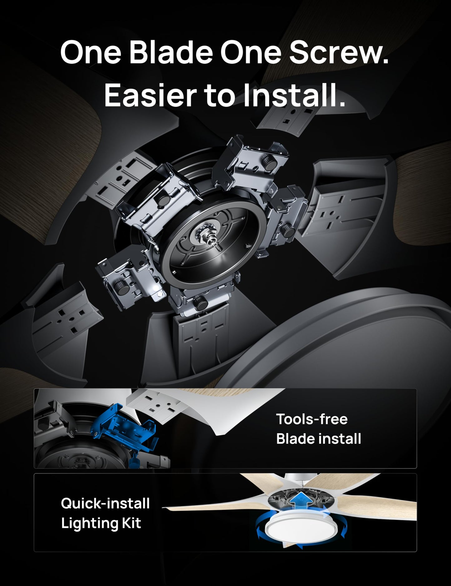 DREO smart ceiling fan with RGB light 52", Alexa/app control, quiet motor
