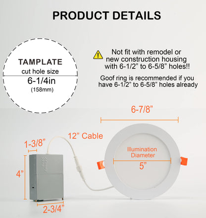 CLOUDY BAY 12-pack 6" smart WiFi recessed RGBCW LED lights, Alexa + Google compatible