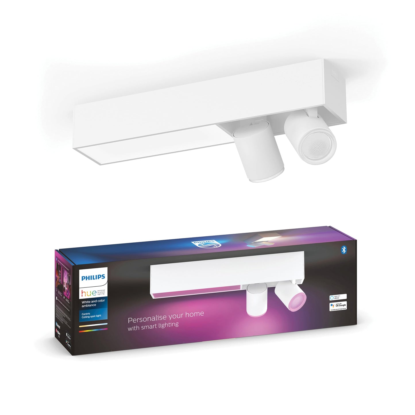 Philips Hue Centris smart ceiling light, color + adjustable spotlights, app + voice control