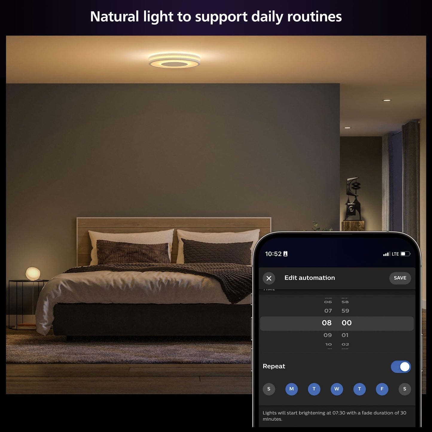 Philips Hue Being ceiling light, white ambiance smart LED, warm-to-cool adjustable, Alexa/Google/HomeKit
