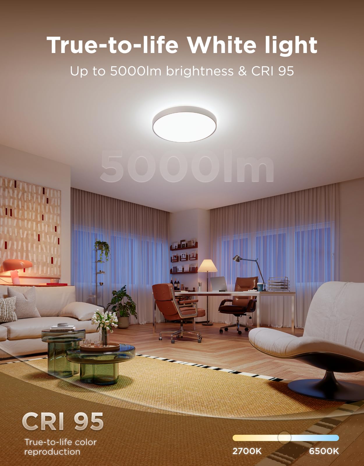 Govee Ceiling Light Ultra 21", 5000LM smart flush mount, RGBIC + Matter support