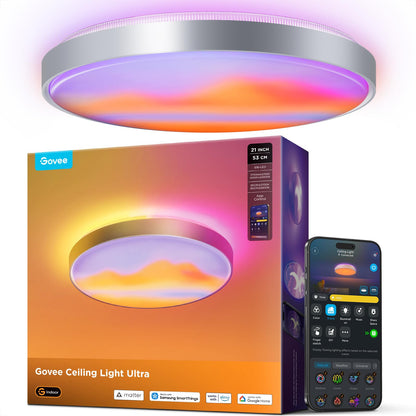 Govee Ceiling Light Ultra 21", 5000LM smart flush mount, RGBIC + Matter support